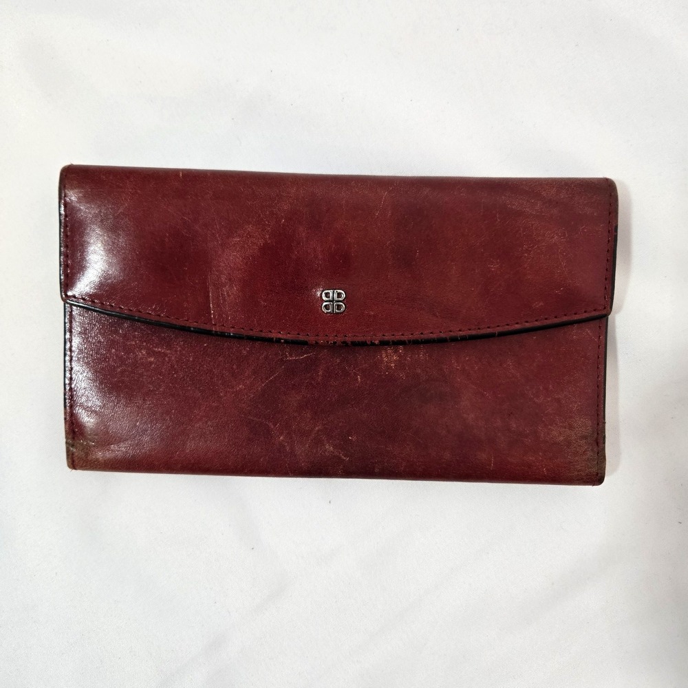 Vintage Bosca Old Leather Continental Wallet Oxblood Red Checkbook Organizer